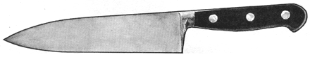 The French Cooks Knife is a deceptively simple instrument that a good cook can use with the grace and flair of a kendo swordsman. It has reached such a peak of simple effectiveness that no one thing can replace its many functions.